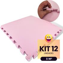 Kit 12 Tapete EVA Grande 50x50cm 10mm (3m²) +24 Bordas p/ Atividades Bebe Tatame Infantil