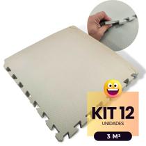 Kit 12 Tatames Infantil Colorido 50cmx50cm 10mm (Montado 3m²) +24 Bordas p/ Bebê Criança Pet Piscina Brinquedo Quebra Cabeça