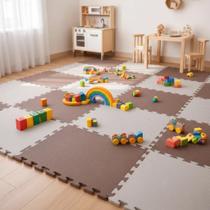 Kit 12 Tatames Tapete Eva 50x50x1cm 10mm Cinza Claro E Marrom Infantil Kit 12 Tatames Tapete Eva 50x50x1cm 10mm Cinza Claro E Marrom Infantil