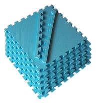 Kit 12 Tatames Tapetes Eva 50x50x1cm 10mm Azul Bebê Alasca