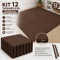 Kit 12 Tatames Tapetes EVA 50x50x2cm 20mm MARROM Kit 12 Tatames Tapetes EVA 50x50x2cm 20mm MARROM