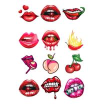 Kit 12 Tatuagem Temporaria Tema Bocas