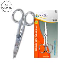 Kit 12 Tesoura Reta Para Unhas 9,2 Cm Ponta Larga Inox NYBC Kit 12 Tesoura Reta Para Unhas 9,2 Cm Ponta Larga Inox NYBC