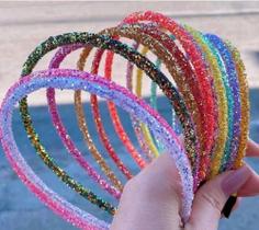 Kit 12 Tiara Arquinho Glitter Brilho Moda Colorida Tendência