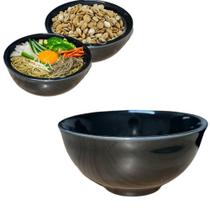 Kit 12 Tigela Oriental Japonesa Sapporo 400ml Preta 13,5cm x 6.5cm Porcelana Alta Qualidade Resistente