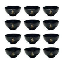 Kit 12 Tigelas Cumbuca Bowl Para Poke Sopa Lamen Missoshiro Preto