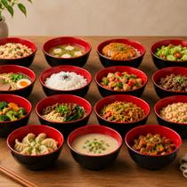 Kit 12 Tigelas Orientais 850ml Preta Vermelha Bowl Ramen Sopa Açaí Salada 15cm