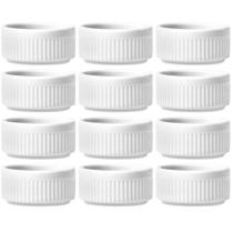 Kit 12 Tigelas Ramekins Porcelana 130ml Canelado Germer Bran Kit 12 Tigelas Ramekins Porcelana 130ml Canelado Germer Bran