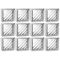 Kit 12 Tijolos Bloco De Vidro Ondulado 19X19X8 Tradestar