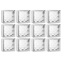 Kit 12 Tijolos Bloco De Vidro Xadrez 19x19x8 Tradestar