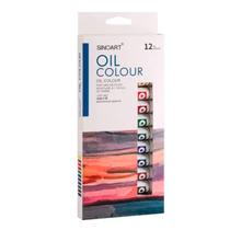 Kit 12 tinta a óleo oil colour sinoart 12ml