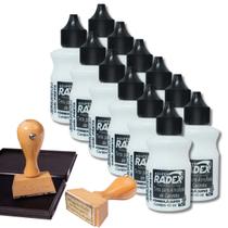 Kit 12 Tinta Almofada Para Carimbo Preta 40ml Alto Rendimento Radex