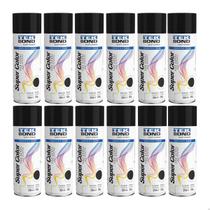 Kit 12 tinta em spray preto fosco uso geral 350ml tekbond