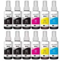 KIT 12 TINTAS Compativel T644 COR BK M Y C L110,L120,L200,L210,L220,L355, L365, L375, L380, L395,