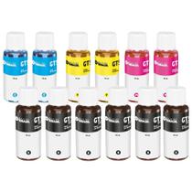 kit 12 tintas GT53 Preto + GT52 Amarelo + GT52 Ciano + GT52 Magenta Compatível para impressora HP Ink Tank 115