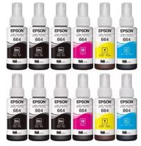 Kit 12 tintas original t664 l365 l395 l375 l455 l375 l380