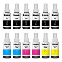 KIT 12 tintas T664 compatível epson para impressora