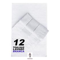 Kit 12 Toalha Lavabo Branca Bordar Manicure Escolar 29x45cm