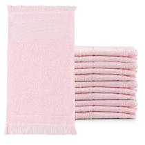 Kit 12 Toalhas de Mão Lavabo com Franjinha 23x39cm 100 Algodão