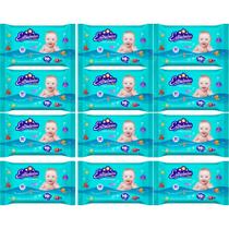 Kit 12 Toalhas Umedecidas Estrelinhas 50 folhas 20x12 cm