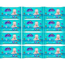 Kit 12 Toalhas Umedecidas Estrelinhas 50 folhas 20x12 cm