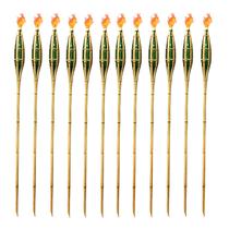 Kit 12 Tochas Bambu Iluminação Decoração De Jardim Desmontável