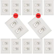 Kit 12 Tomada Dupla 20A 2P+T Liz Branca