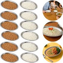 Kit 12 Travessa Oval Inox Funda 21cm Porções Arroz Feijão Bar Restaurante