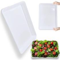 Kit 12 Travessas 40 Cm Prato Retangular para Buffet Restaurante Cozinha Melamina Premium Profissional Branca Bestfer