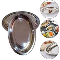 Kit 12 Travessas Inox Funda Oval 24cm Para Arroz Porções Restaurante