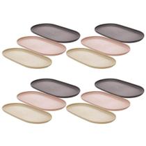 Kit 12 Travessas Ovais Bambu Plástico 38x21cm Lines Lyor Pra Kit 12 Travessas Ovais Bambu Plástico 38x21cm Lines Lyor Pra