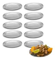 Kit 12 Travessas Oval Inox Rasa 22cm Bandejas Porções, Bar e Restaurante
