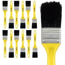 Kit 12 Trinchas Pinceis Tigre Janela Portão Escada Esmalte Óleo Pintura Metais Pequena 2,79cm 1.1/2” 519 Polegadas Filamento Cerdas Sintéticas Preta