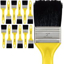 Kit 12 Trinchas Pinceis Tigre Janela Portão Escada Esmalte Óleo Pintura Metais Pequena 5,08cm 2” 519 Polegadas Filamento Cerdas Sintéticas Preta