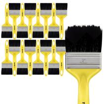 Kit 12 Trinchas Pinceis Tigre Janela Portão Escada Esmalte Óleo Pintura Metais Pequena 7,62cm 3” 519 Polegadas Filamento Cerdas Sintéticas Preta