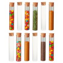 Kit 12 Tubo de Vidro Pote com Rolha 100ml 19x3cm Experimentos Decoração Lembrancinhas Artesanato Festa Especiarias