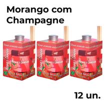 Kit 12 Un Aromatizador de Ambientes Difusor Cheirinho 250 ML Morango Champagne