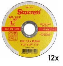 Kit 12 Un - Disco De Corte Inox 4.1/2" X 1mm X 7/8" - Starret *988*