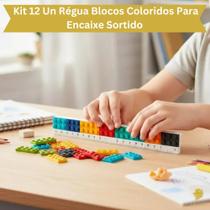 Kit 12 Un Régua Blocos de Montar Coloridos Para Encaixe Ruler Building Block