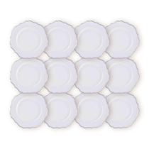 Kit 12 Un Sousplat Branco Com Prateado 33Cm Rafimex Kit 12 Un Sousplat Branco Com Prateado 33Cm Rafimex