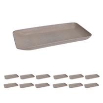 Kit 12 Un Travessa Retangular P/ Petiscos Petisqueira Cinza