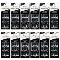 Kit 12 Unhas Autocolantes Amendoado UP701A Médio Preto - Macrilan Kit 12 Unhas Autocolantes Amendoado UP701A Médio Preto - Macrilan