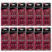 Kit 12 Unhas Autocolantes Amendoado UP702A Médio Rubi - Macrilan