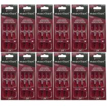Kit 12 Unhas Postiças Bailarina Médio Vermelho Escuro UP705B - Macrilan