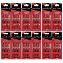Kit 12 Unhas Postiças Bailarina Médio Vermelho UP704B - Macrilan