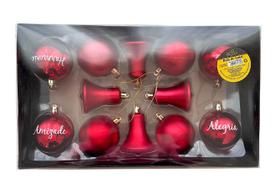 kit 12 unid. Bolas e Sinos De Natal Modelos Variados Com 6cm