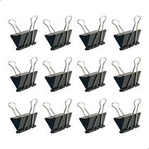 Kit 12 Unidades Clips Borboleta Prendedor De Papel Binder 15/19/25/32/41/51mm Preto