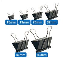 Kit 12 Unidades Clips Borboleta Prendedor De Papel Binder 15/19/25/32/41/51mm Preto - Tam 25mm 12un Kit 12 Unidades Clips Borboleta Prendedor De Papel Binder 15/19/25/32/41/51mm Preto - Tam 25mm 12un