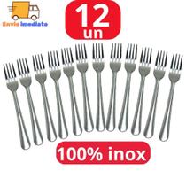 KIT 12 Unidades Garfo de Mesa 100% Aço Inox Para Casa Restaurante Bar Garfo Talher