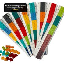 Kit 12 unidades Régua Blocos coloridos para encaixe - Sortido Kit 12 unidades Régua Blocos coloridos para encaixe - Sortido